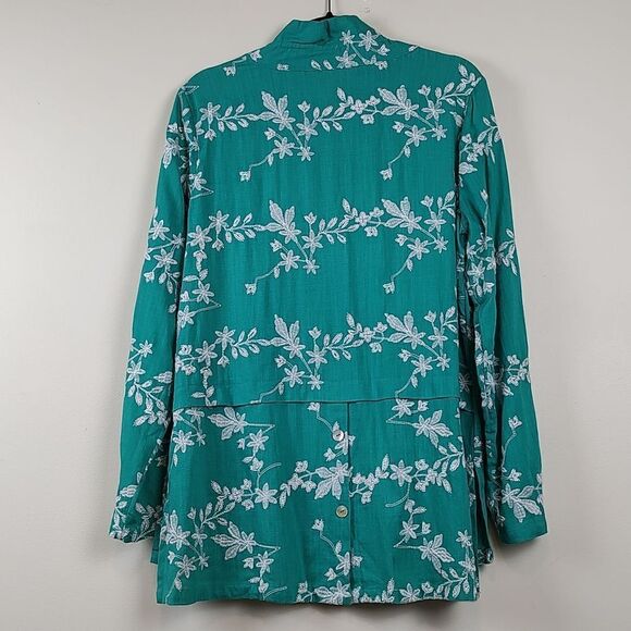 Soft Surroundings Embroidered Isla Verde Linen Blend Button Front Tunic Top NWOT - Picture 11 of 13